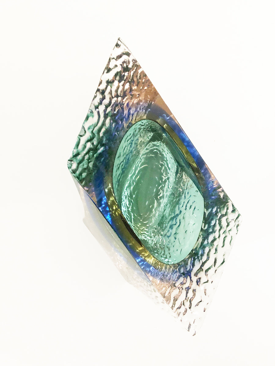 Seguso Posacenere Vetro Murano Blu e Verde 1960 -Art-