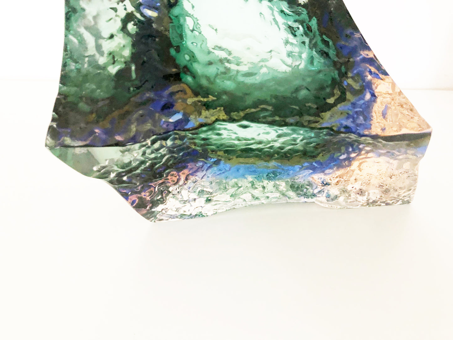 Seguso Posacenere Vetro Murano Blu e Verde 1960 -Art-
