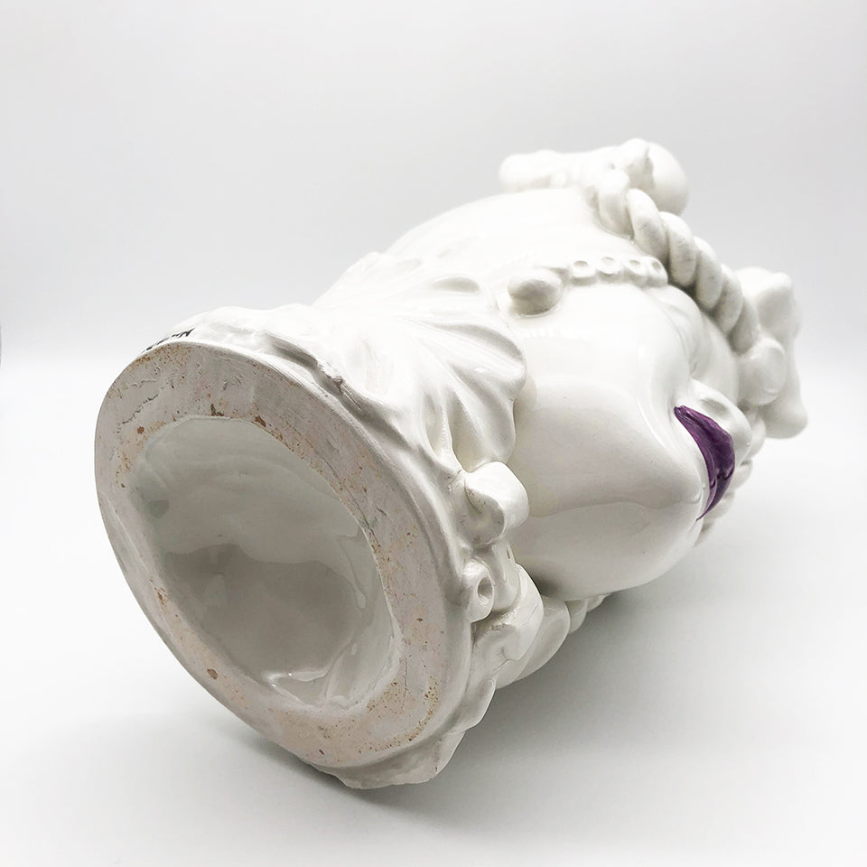 Testa Moro Piccola Labbra Viola Vaso Caltagirone - Art - modello Impero