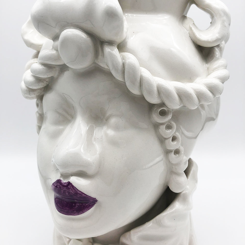 Testa Moro Piccola Labbra Viola Vaso Caltagirone - Art - modello Impero