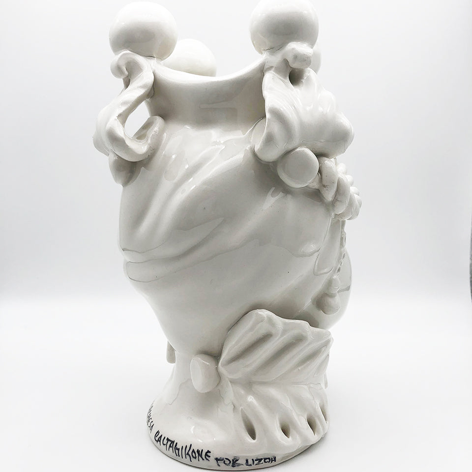 Testa Moro Piccola Labbra Viola Vaso Caltagirone - Art - modello Impero