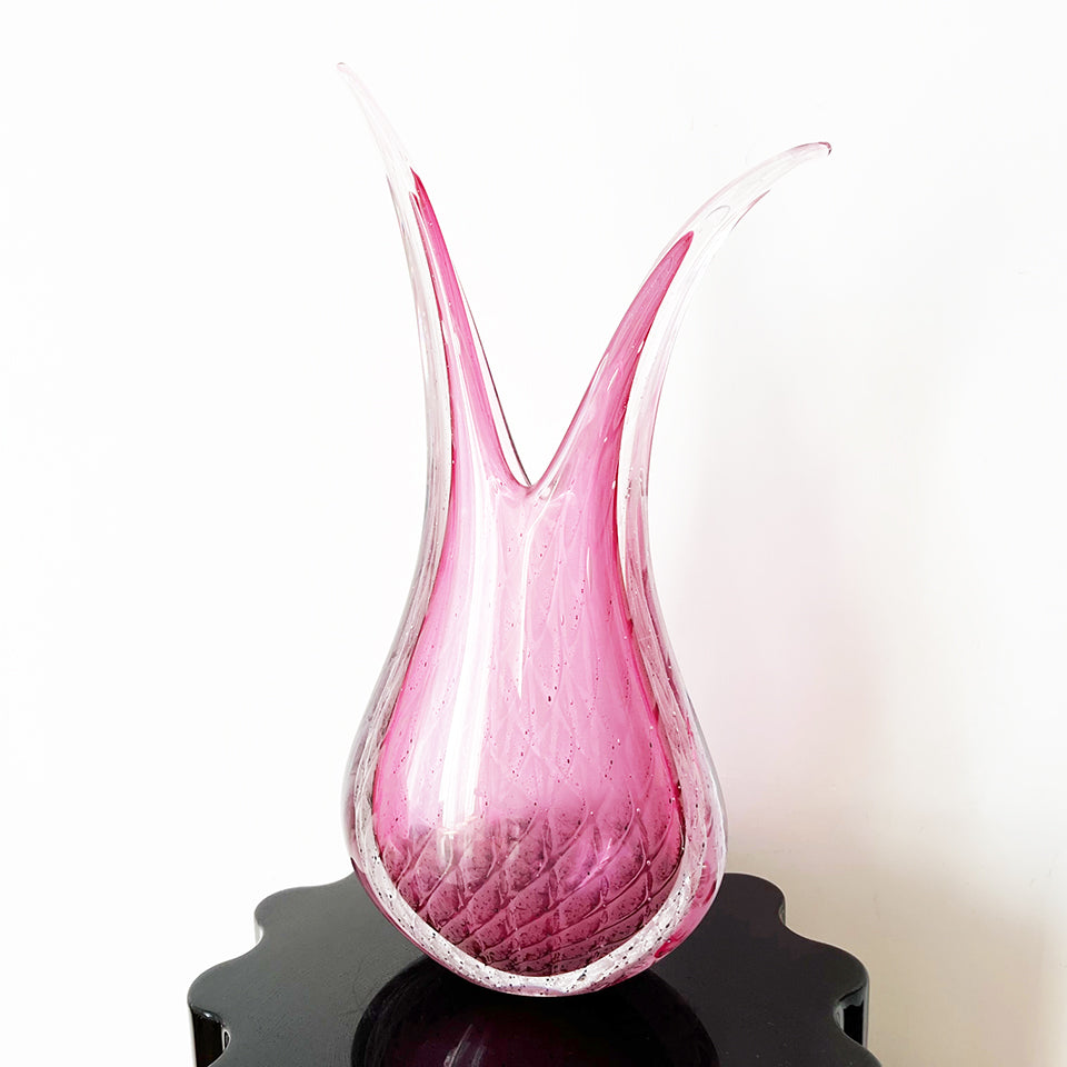 Vaso Murano Grande Rosa a due punte Vintage 1950 -Art-