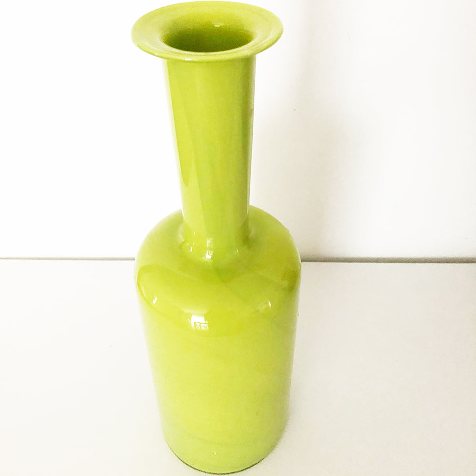 Vaso Kastrup Holmegaard Vetro Verde Acido Vintage 1960 -Art-