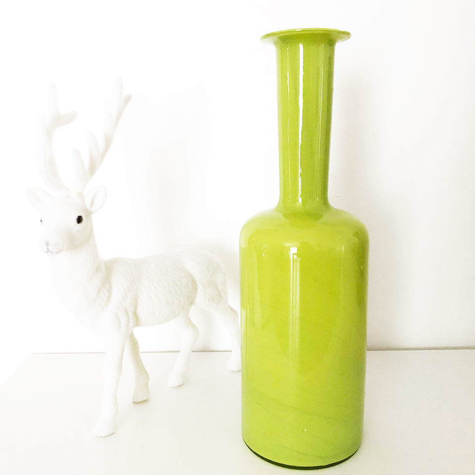 Vaso Kastrup Holmegaard Vetro Verde Acido Vintage 1960 -Art-