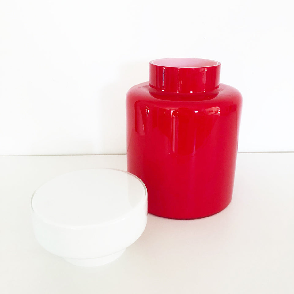 Luciano Vistosi Vaso con Coperchio Bicolore 1960 -Art-