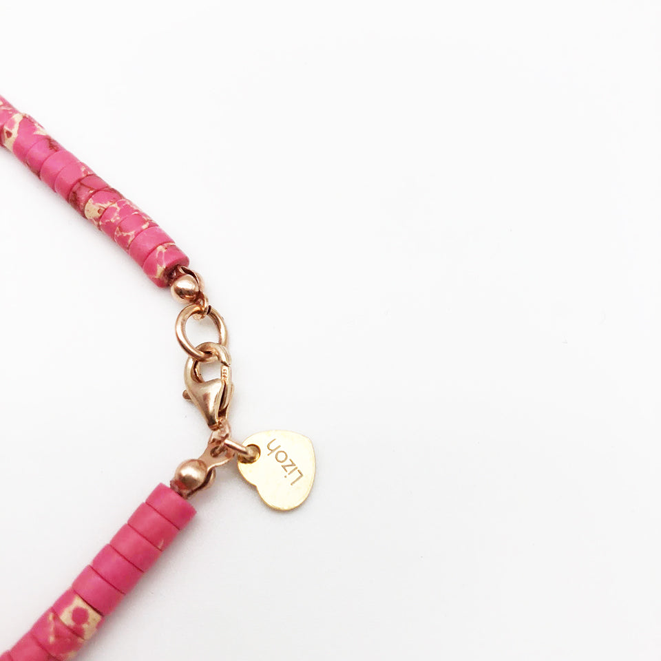 Filo Girocollo Diaspro Rosa con Stella Arg 925 -Bijoux-