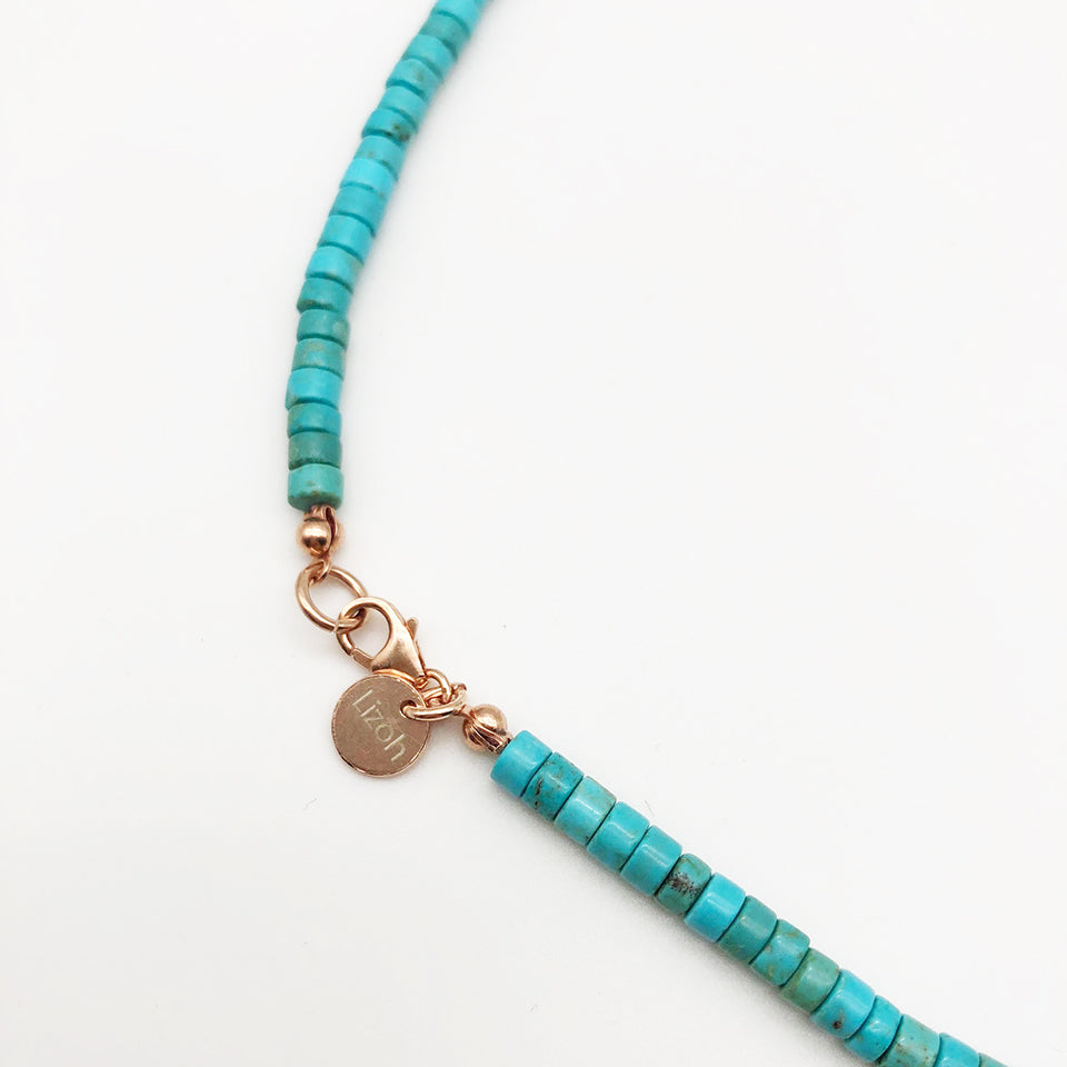 Filo Girocollo Pasta di Turchese con Quadrifoglio Arg 925 -Bijoux-