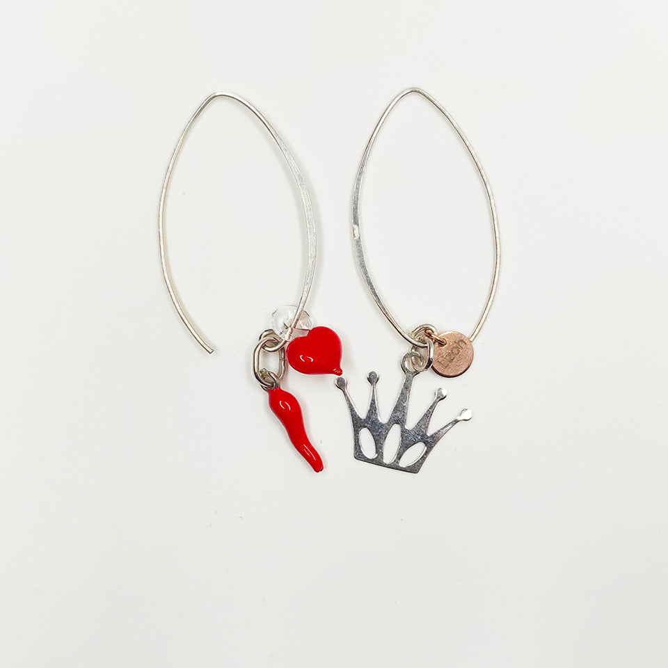 Orecchini Cerchi con Charms Arg. 925 -Handmade Jewels-