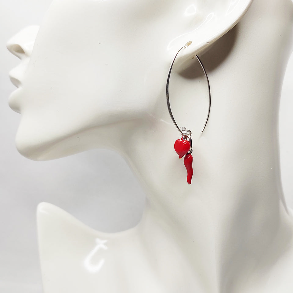 Orecchini Cerchi con Charms Arg. 925 -Handmade Jewels-