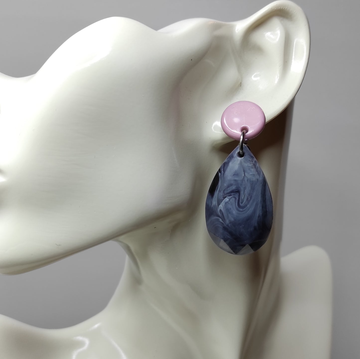 Orecchini Grigio e Rosa, Resina e Arg 925 - Handmade Jewels-