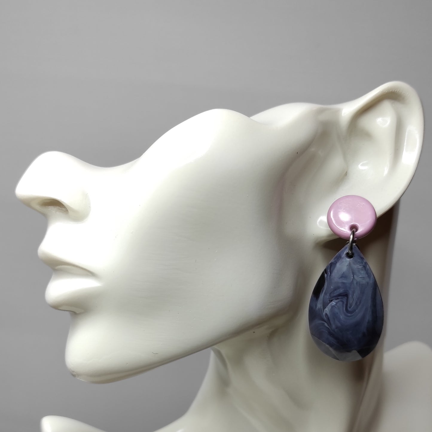Orecchini Grigio e Rosa, Resina e Arg 925 - Handmade Jewels-