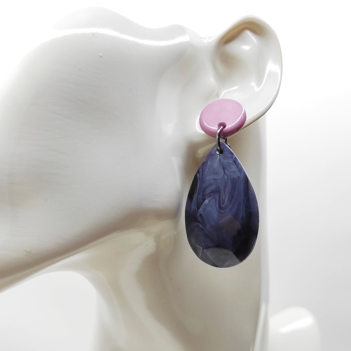 Orecchini Grigio e Rosa, Resina e Arg 925 - Handmade Jewels-