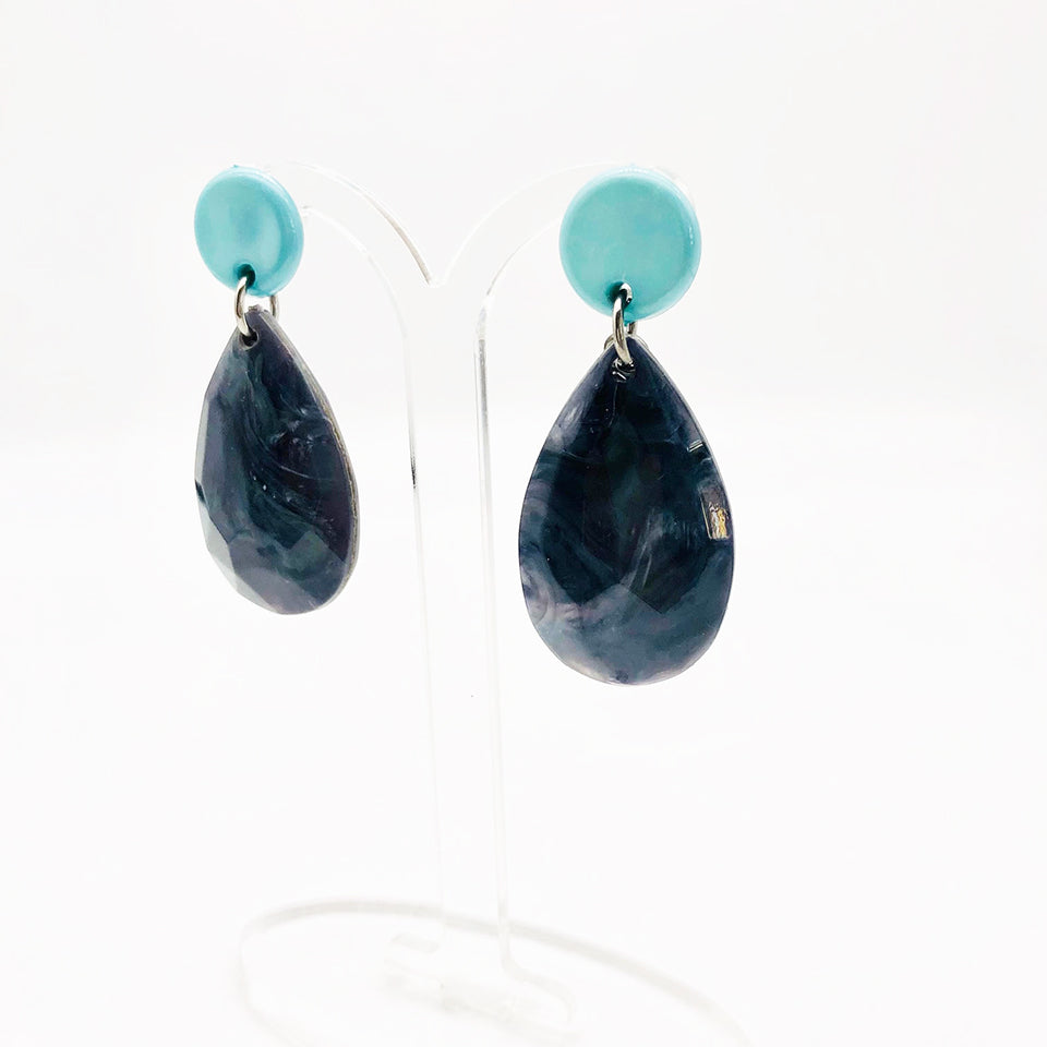 Orecchini Grigio e Celeste, Resina e Arg 925 -Handmade Jewels-