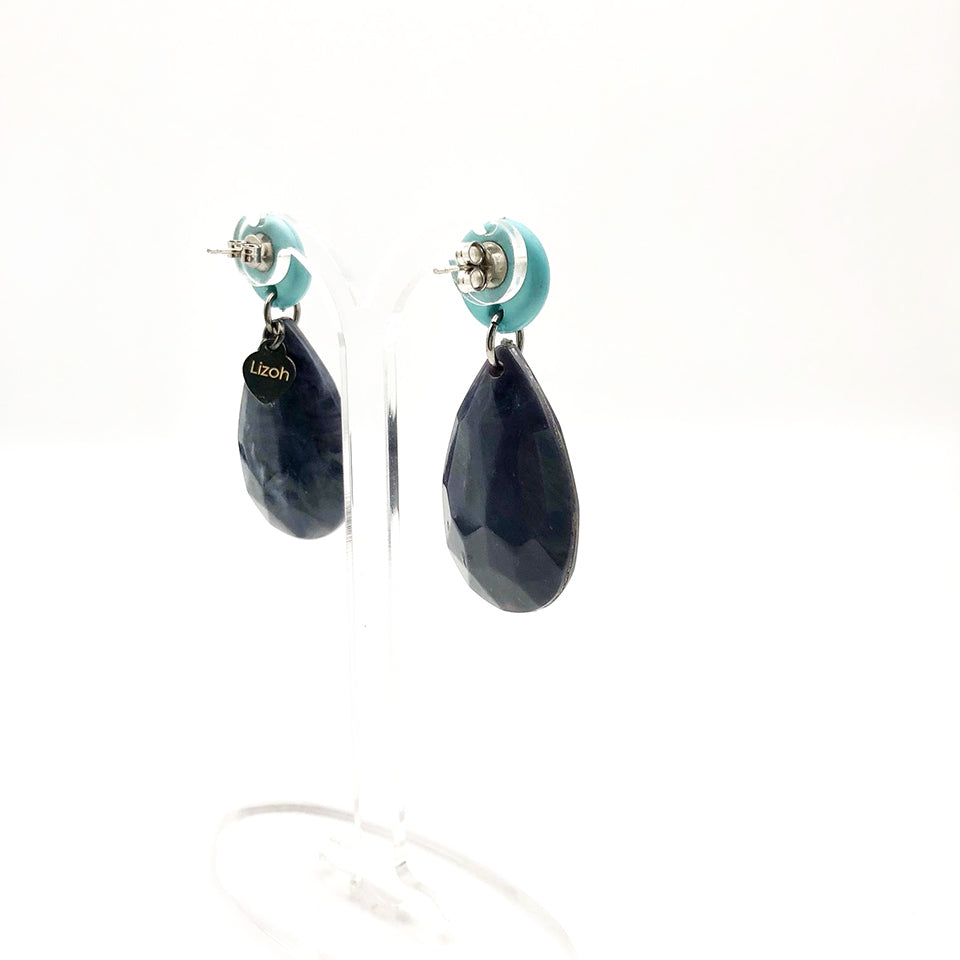 Orecchini Grigio e Celeste, Resina e Arg 925 -Handmade Jewels-