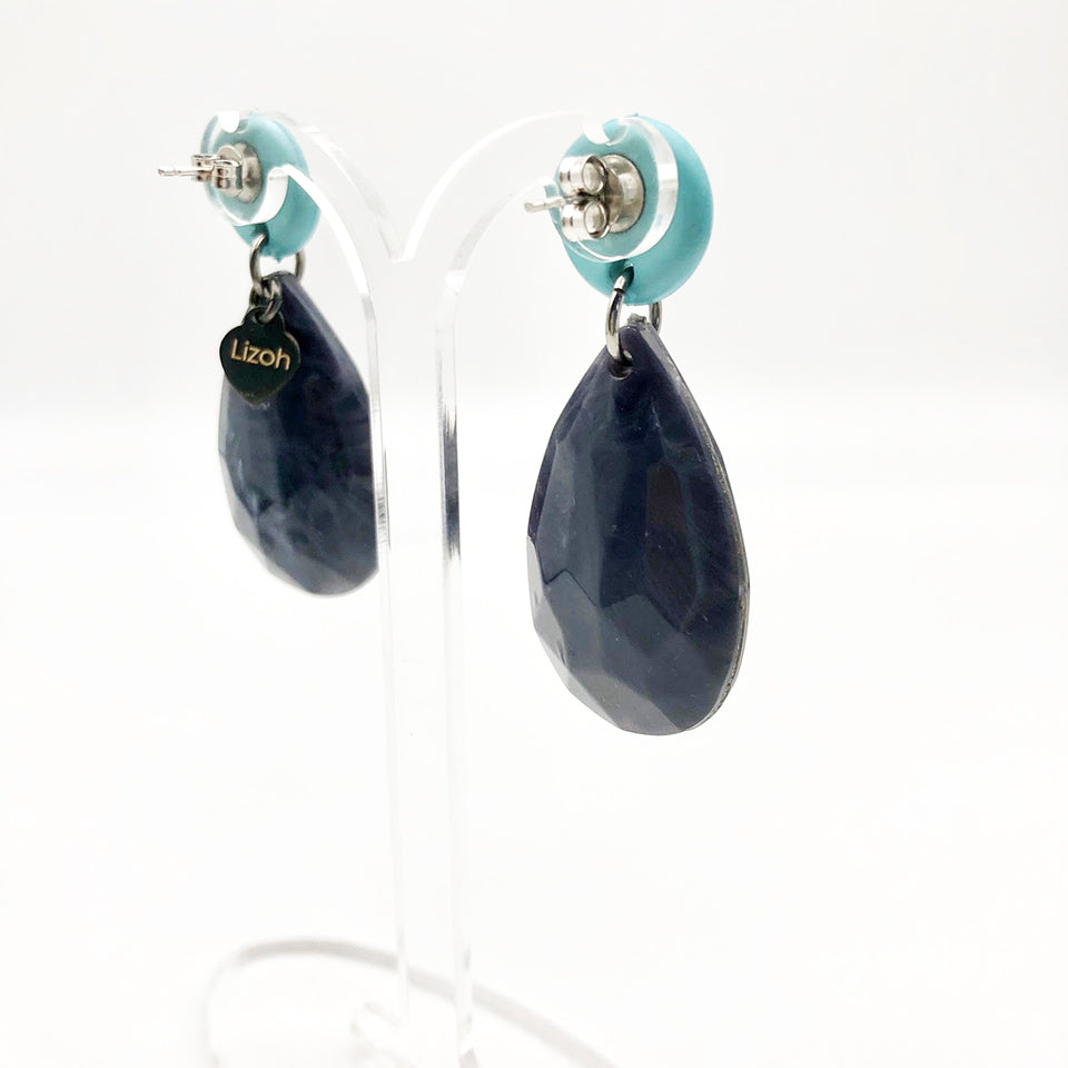 Orecchini Grigio e Celeste, Resina e Arg 925 -Handmade Jewels-
