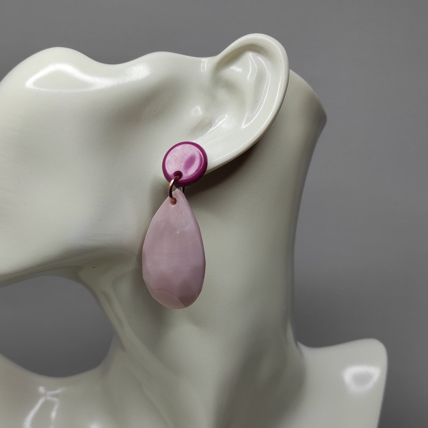 Orecchini Rosa Resina e Arg. 925 -Handmade Jewels-