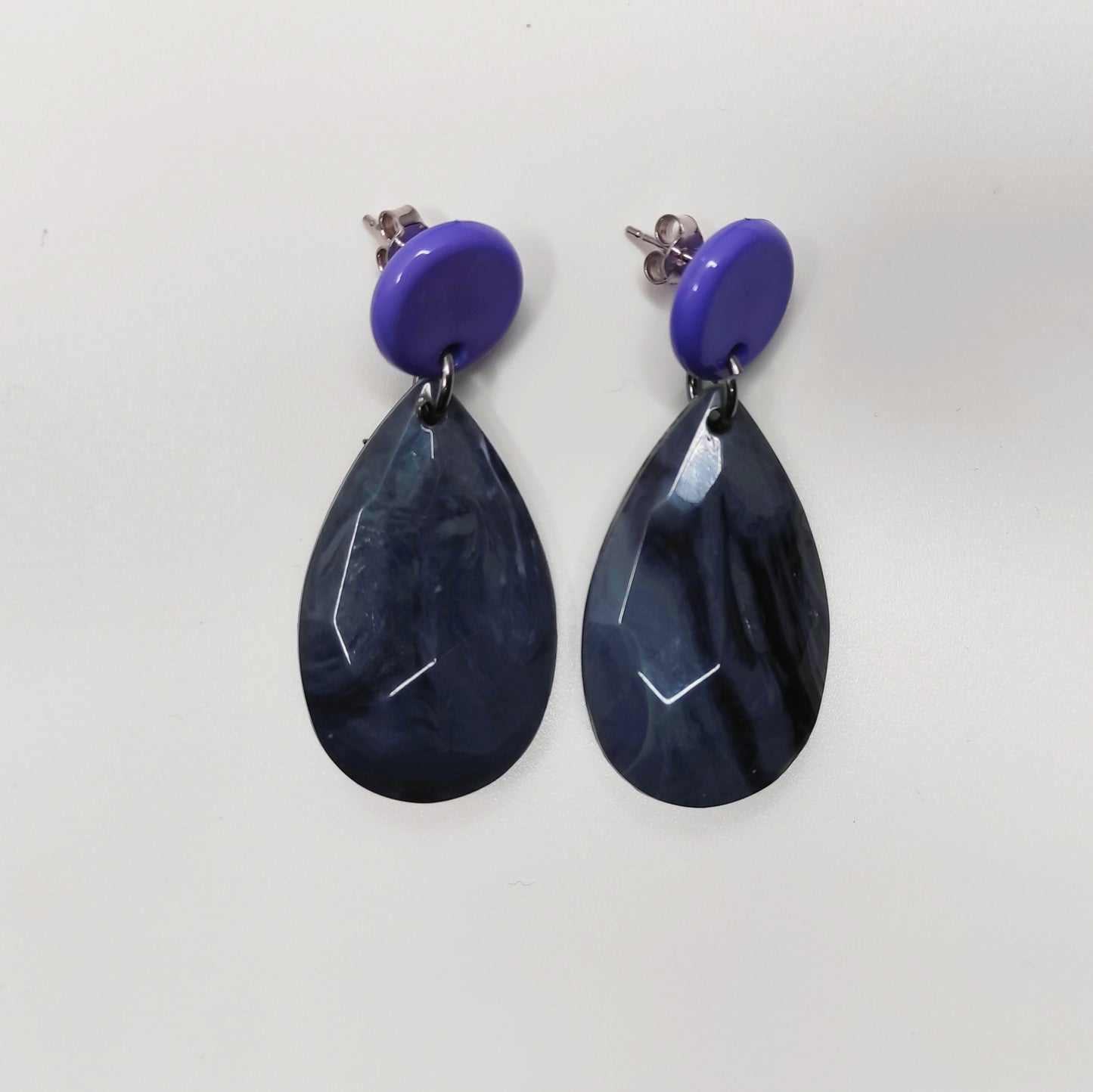 Orecchini Grigio e Viola, Resina e Arg 925 - Handmade Jewels-