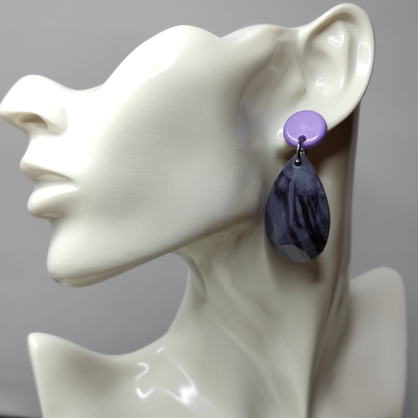 Orecchini Grigio e Viola, Resina e Arg 925 - Handmade Jewels-