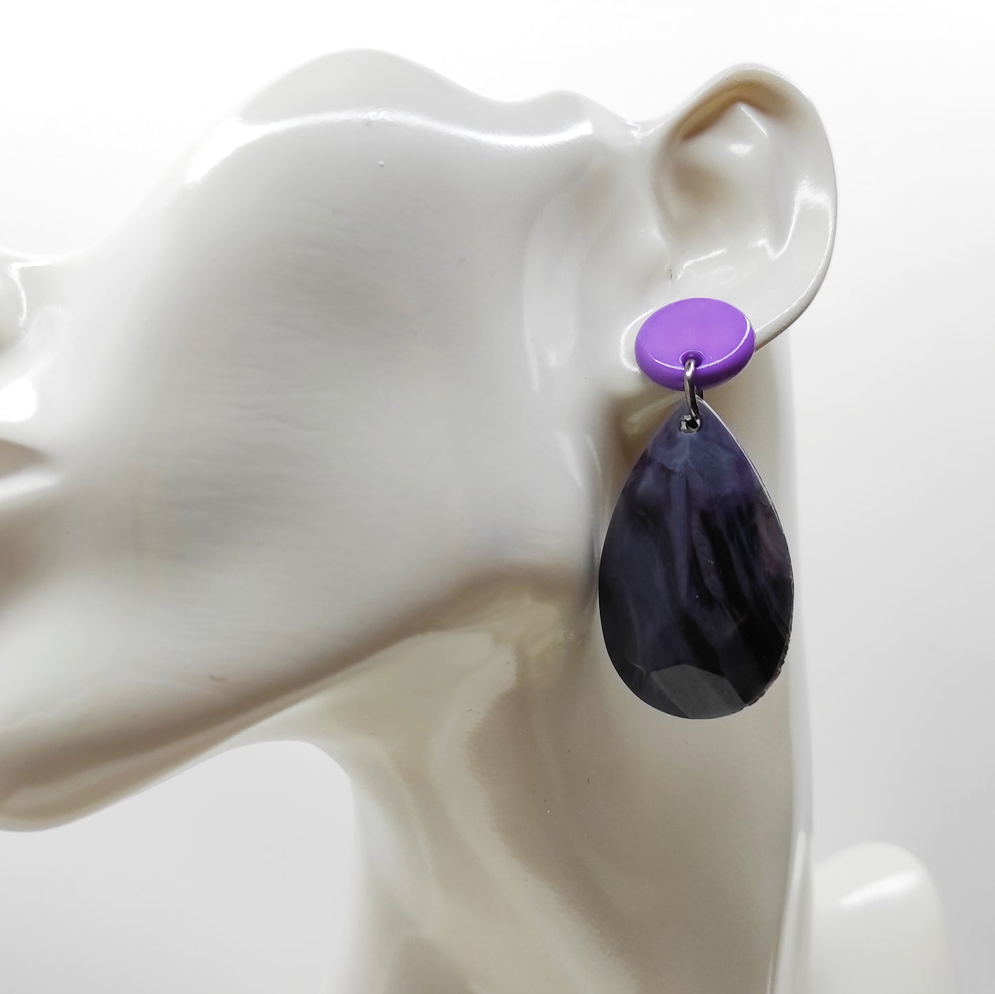 Orecchini Grigio e Viola, Resina e Arg 925 - Handmade Jewels-