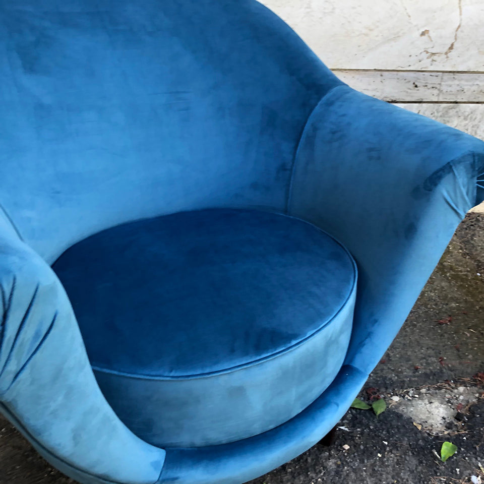 Federico Munari Coppia Poltrone in Velluto Blu del 1950 -Design-