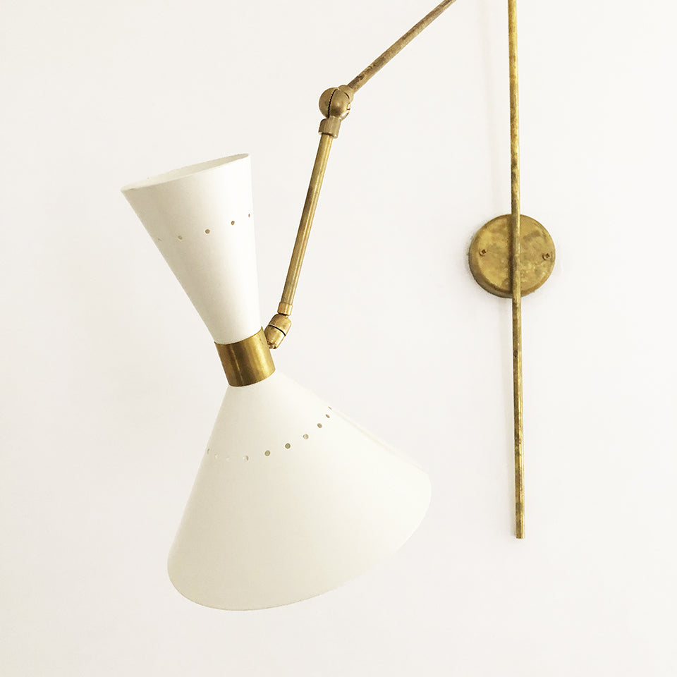 Lampada Muro Orientabile Cono Beige Stile Stilnovo -Design-