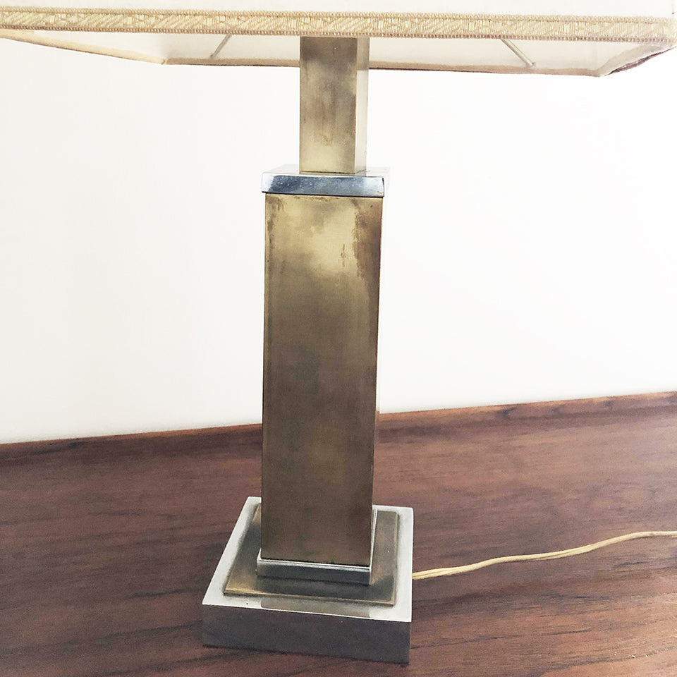 Coppia Lampade da Tavolo Acciaio e Ottone Vintage anni '70 -Design-