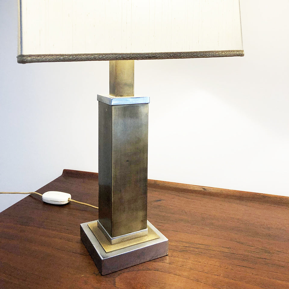 Coppia Lampade da Tavolo Acciaio e Ottone Vintage anni '70 -Design-