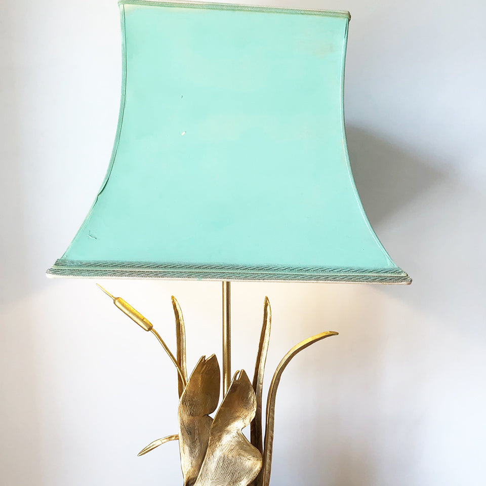 Lampada Tavolo Scultura Ottone base in Travertino attr. Maison Charles - Design -