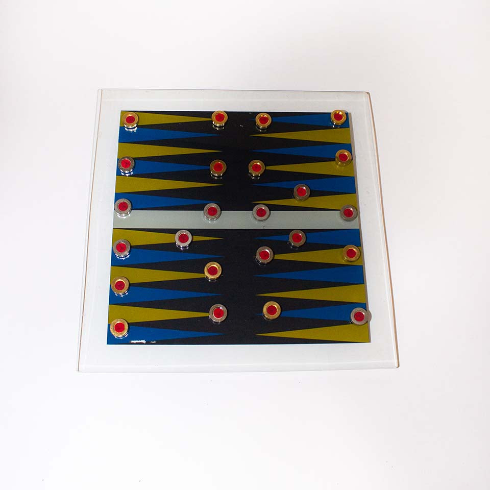 Scacchiera in cristallo e ottone di Antonella Fonda, set di 81 pezzi -Art-