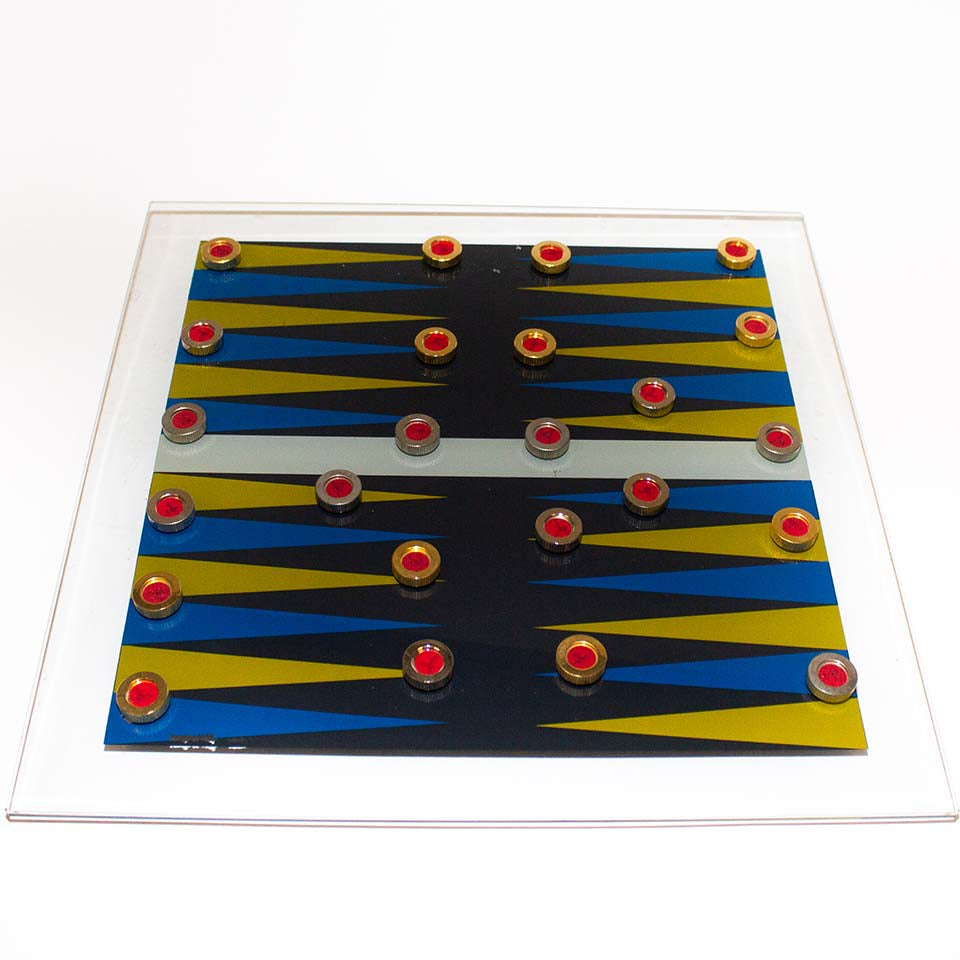 Scacchiera in cristallo e ottone di Antonella Fonda, set di 81 pezzi -Art-