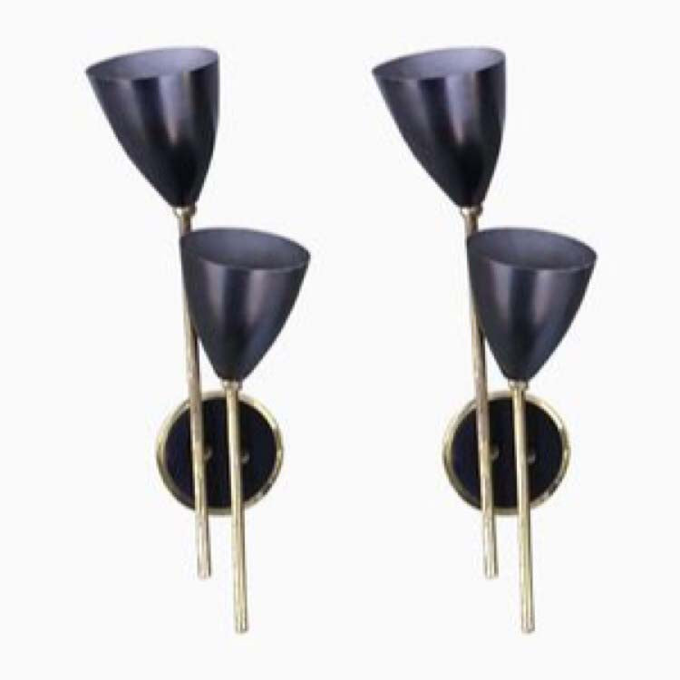Coppia Appliques Cono Neri Vintage anni '70 - Design -