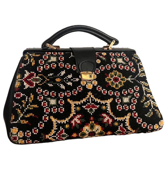 Borsa da Dottoressa Pelle e Ricamo Vintage anni '50 -Top Accessori-