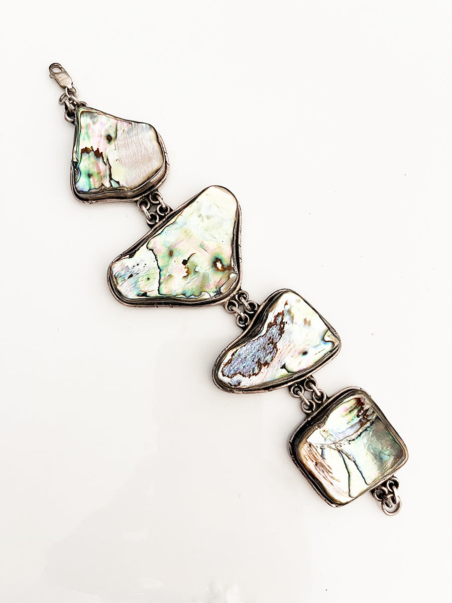 Bracciale vintage in Arg. 925 con conchiglia di abalone -Top Accessori-