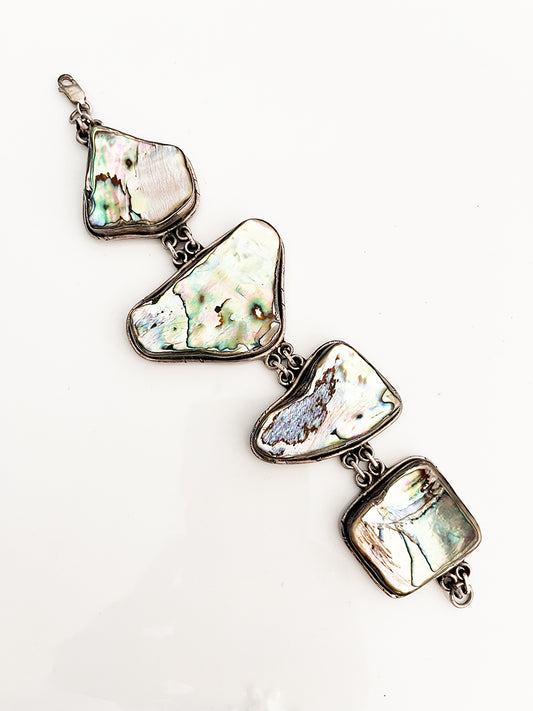 Bracciale vintage in Arg. 925 con conchiglia di abalone -Top Accessori-