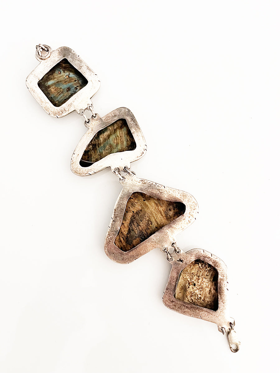 Bracciale vintage in Arg. 925 con conchiglia di abalone -Top Accessori-