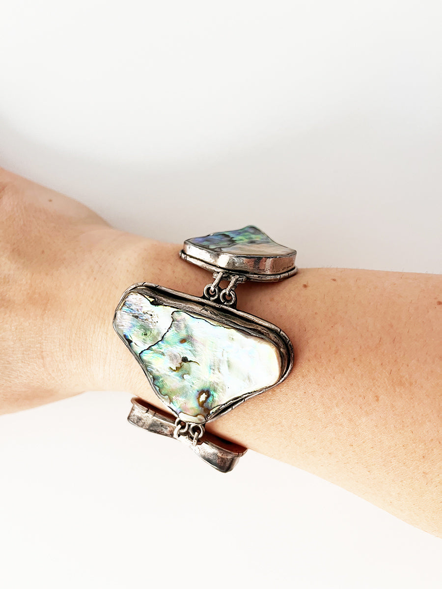 Bracciale vintage in Arg. 925 con conchiglia di abalone -Top Accessori-