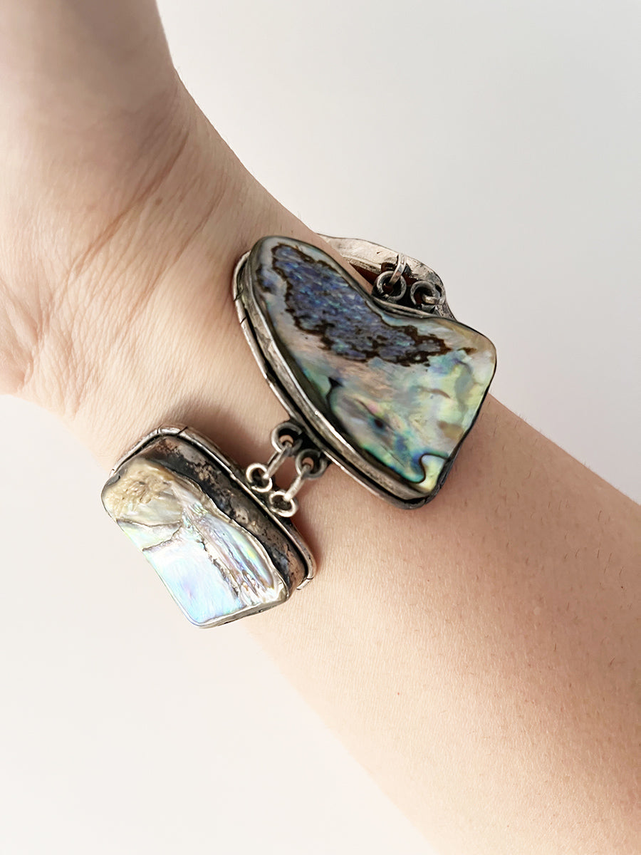 Bracciale vintage in Arg. 925 con conchiglia di abalone -Top Accessori-