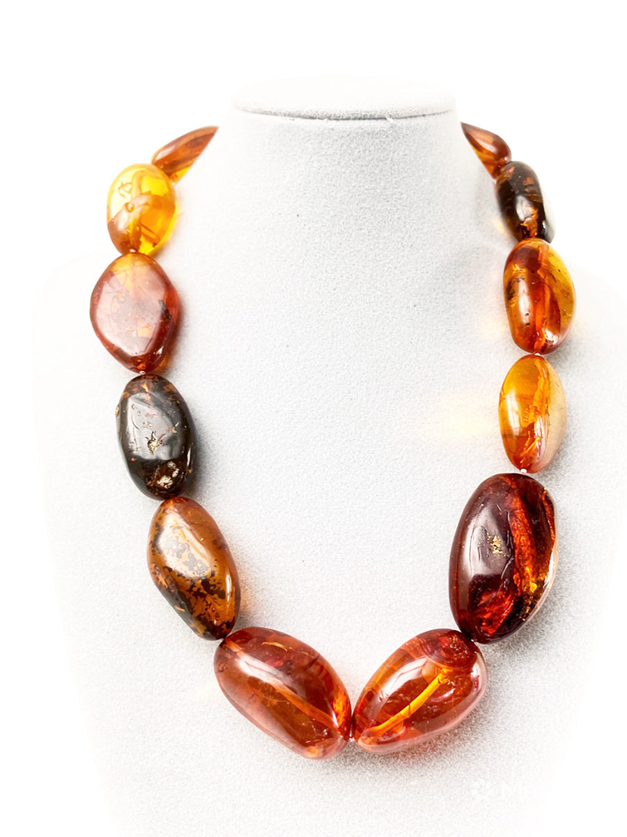 Collana Ambra del Baltico con pietre irregolari e chiusura in Arg 925 -Top Accessori-