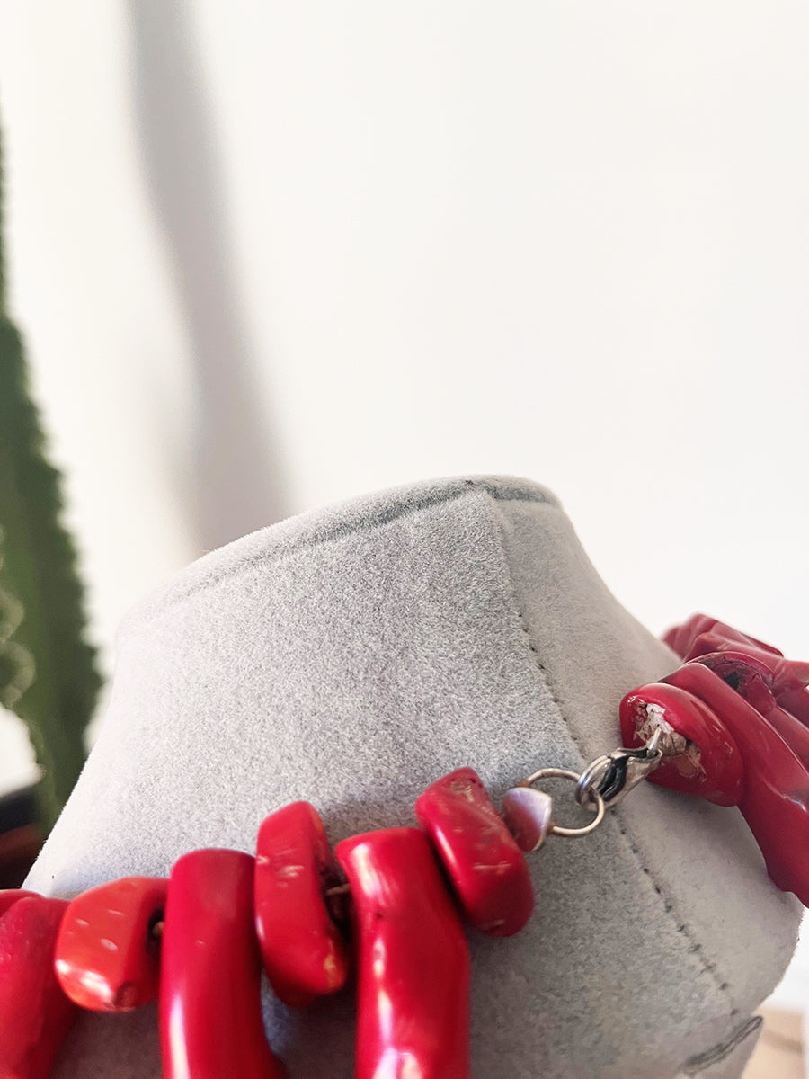 Collier Corallo a Bacchette Rosso con chiusura in Arg 925 -Top Accessori-