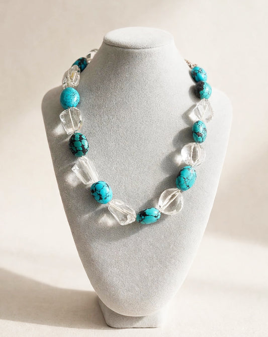 Collana Cristalli e Turchese con chiusura in Arg 925 -Top Accessori-