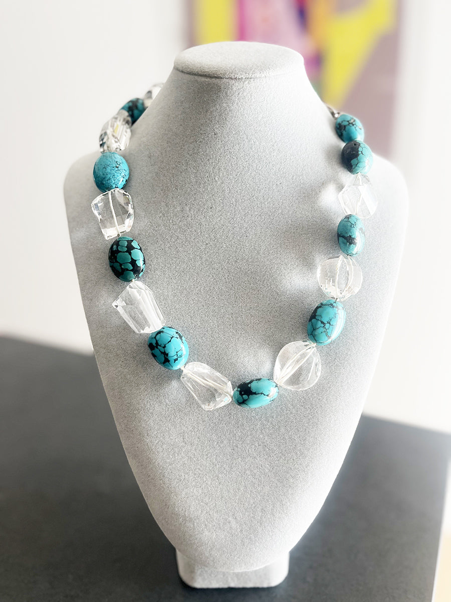 Collana Cristalli e Turchese con chiusura in Arg 925 -Top Accessori-