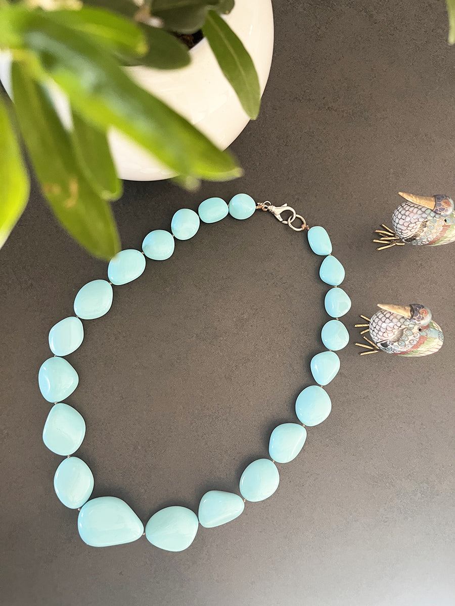 Collana Pasta di Turchese con chiusura in Argento 925 -Top Accessori-