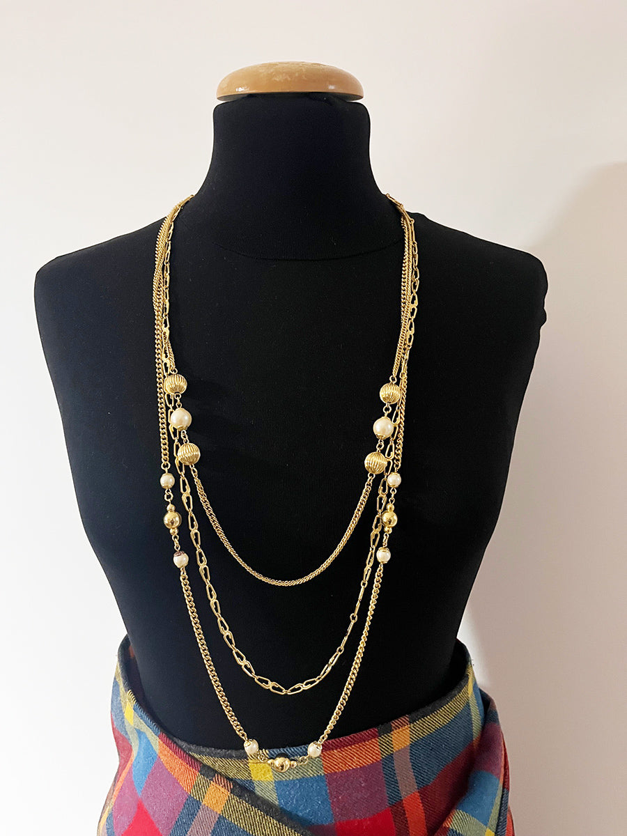 Collana Multifili con Perle Originale Vintage anni '70 -Top Accessori-