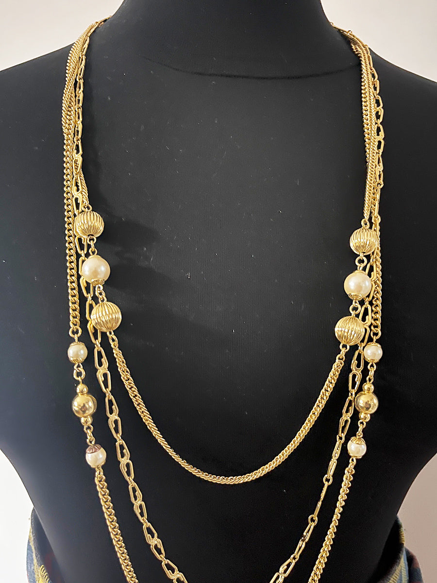 Collana Multifili con Perle Originale Vintage anni '70 -Top Accessori-