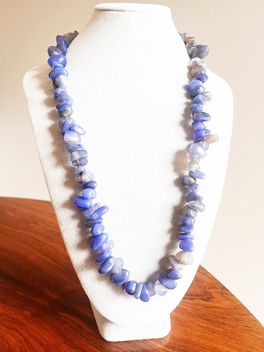 Collana Lunga Sodalite Blu con chiusura Arg 925 -Top Bijoux -