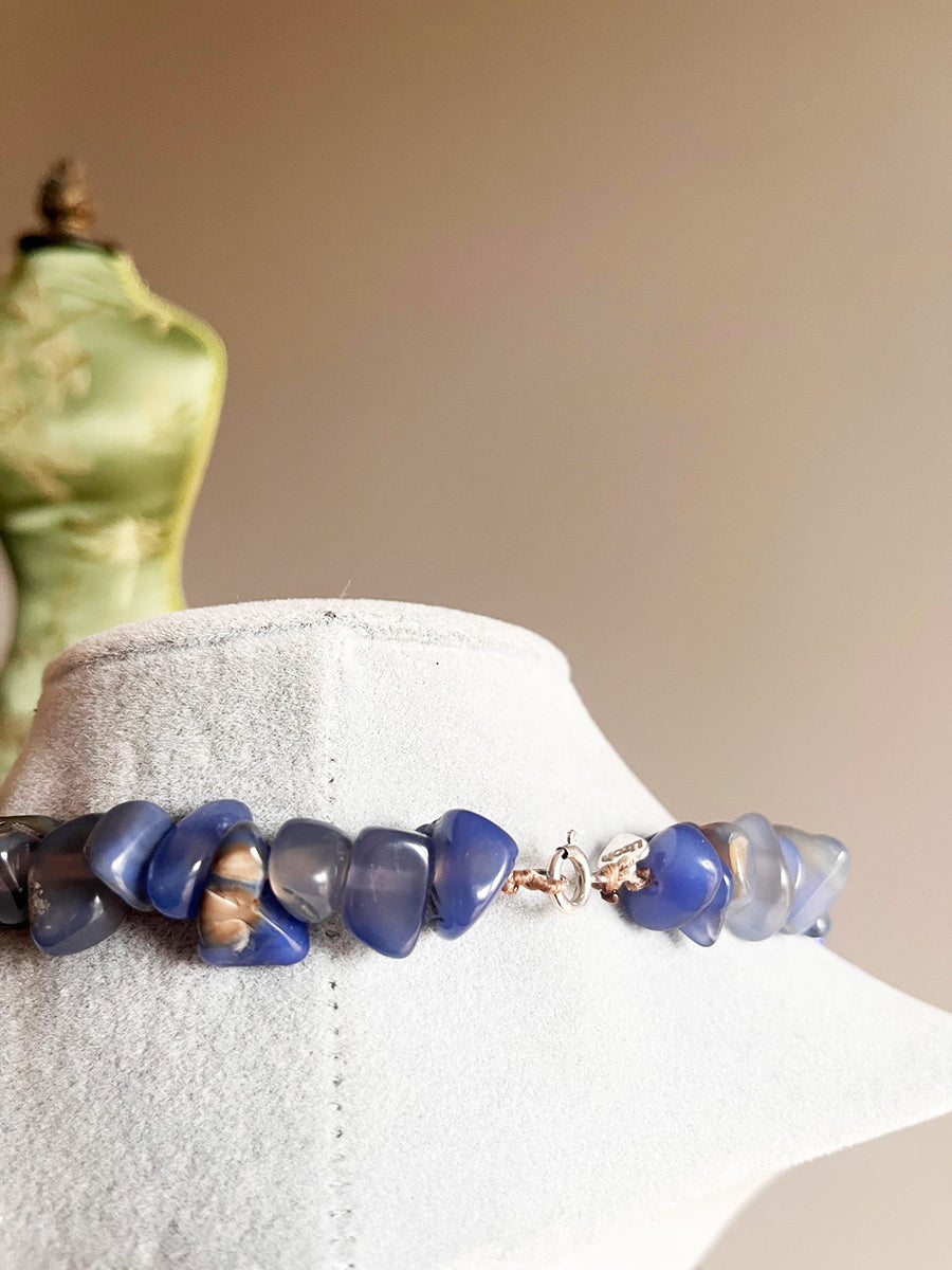 Collana Lunga Sodalite Blu con chiusura Arg 925 -Top Bijoux -