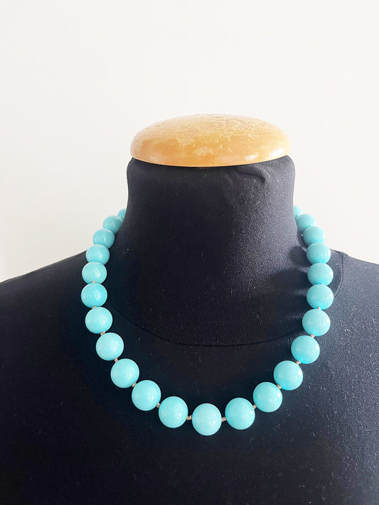 Collana Vintage anni '50 Turchese Naturale con chiusura gioiello in Argento -Top Accessori-