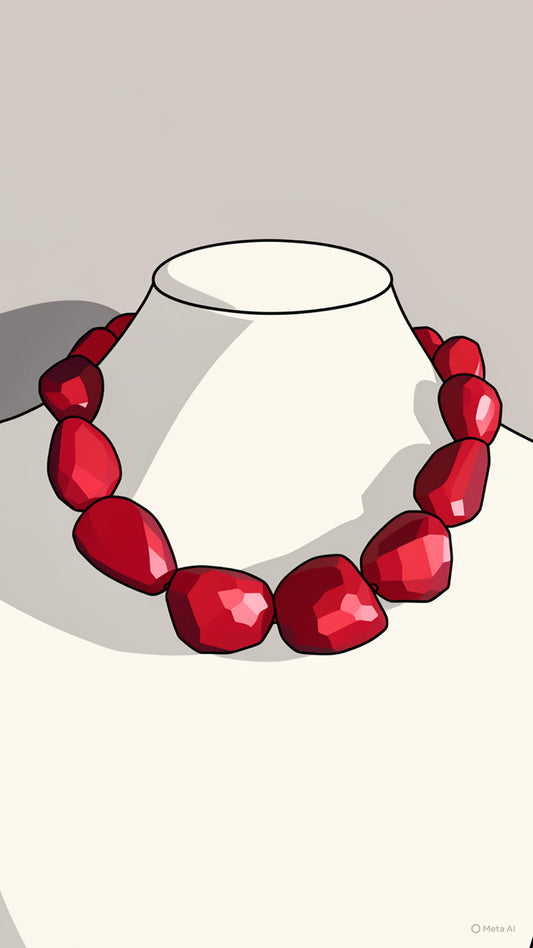 Collier Rubino con pietre irregolari sfaccettate e chiusura in Arg 925 -Top Vintage-