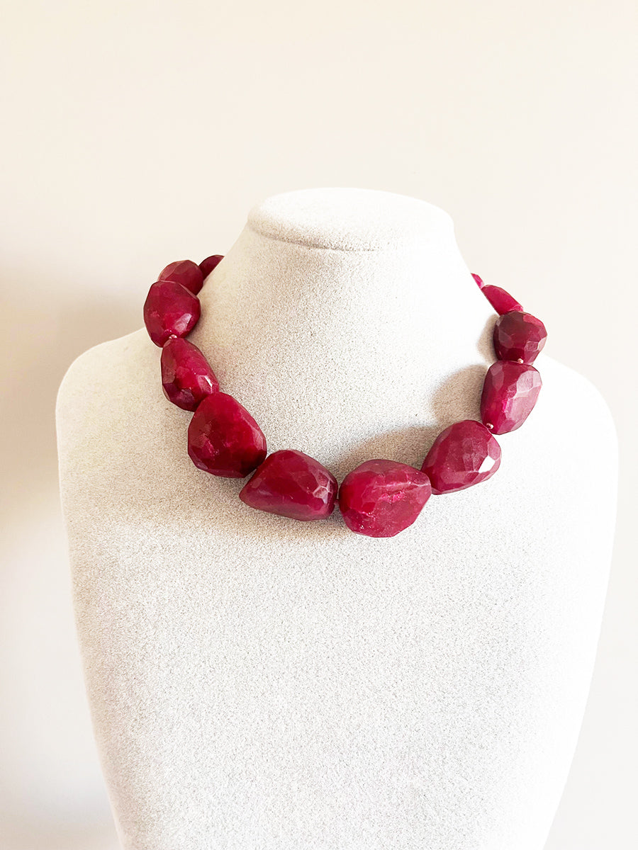 Collier Rubino con pietre irregolari sfaccettate e chiusura in Arg 925 -Top Vintage-