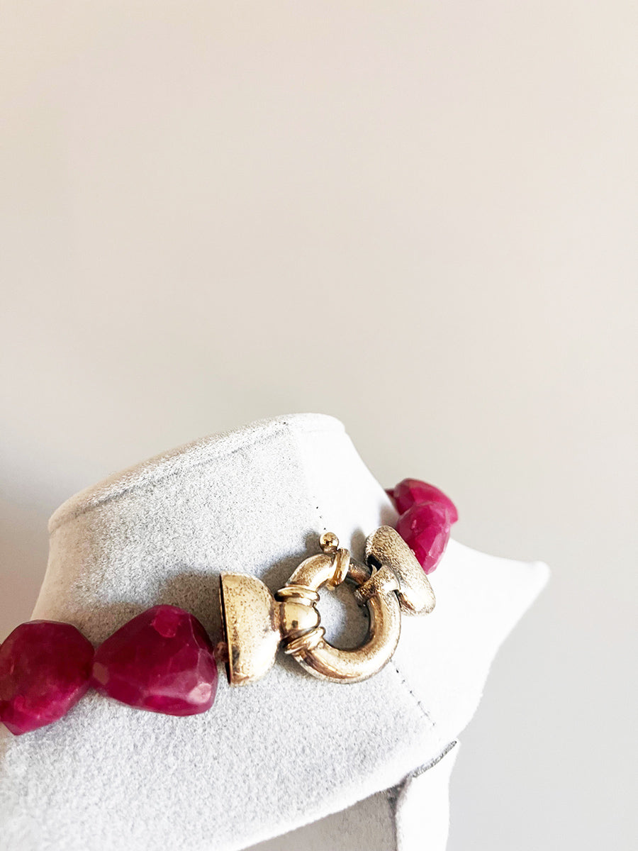 Collier Rubino con pietre irregolari sfaccettate e chiusura in Arg 925 -Top Vintage-